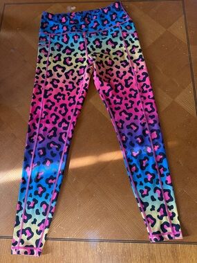 Constantly Varied Gear women’s Rainbow Leopard Print Leggings - Pink Blue Yellow
